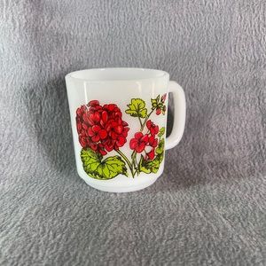 Glass bake red begonias coffee cup